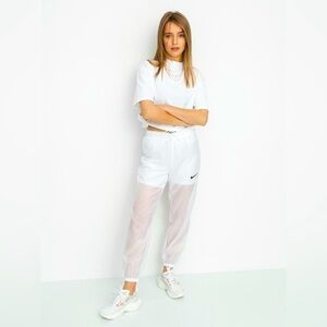 NWOT Nike Woven TECH MESH pull on 2 in 1 shorts track Pants joggers WHITE size S